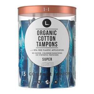 L. Organic Cotton Super Absorbency Compact Tampons, 15 Count