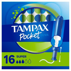 Tampax Pocket Pearl - Tampones compactos con aplicador de plástico, Super Absorbency, sin perfume, 18 u.