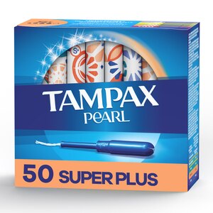 Tampax Pearl Tampons Super Plus Absorbency With LeakGuard Braid, Unscented, 50 Count - 50 Ct , CVS