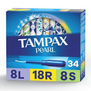 Tampax Pearl Tampons with LeakGuard Braid, Unscented, Light/Regular/Super