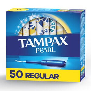 Tampax Pearl Tampons Regular Absorbency With LeakGuard Braid, Unscented, 50 Count - 50 Ct , CVS