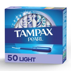 Tampax Pearl Tampons, Light Absorbency With LeakGuard Braid, Unscented, 50 Count - 50 Ct , CVS