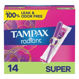  Tampax Radiant Plastic Tampons Super Absorbency, Unscented 