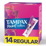 Tampax Pocket Radiant Compact Tampons, Unscented, Regular, thumbnail image 1 of 9