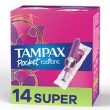 Tampax Pocket Radiant Super Unscented Compact Tampons, 16 CT, thumbnail image 1 of 9