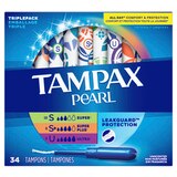Tampax Pearl Tampons, Triple Pack with Super/Super Plus/Ultra Absorbency, 34 count, thumbnail image 2 of 9