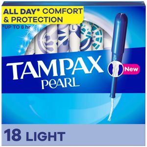 Tampax Pearl Tampons with LeakGuard Braid, Unscented, Light, 18 Count