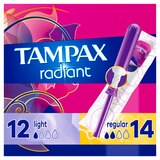Tampax Radiant Tampons Duo Pack, Unscented, Light/Regular, 26 CT, thumbnail image 1 of 9