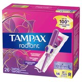 Tampax Radiant Tampons Duo Pack, Unscented, Light/Regular, 26 CT, thumbnail image 3 of 9