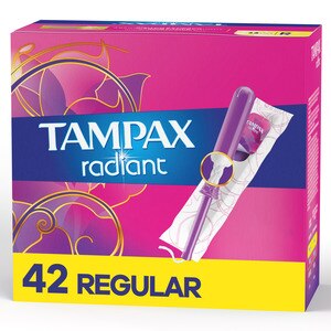 Tampax Radiant Tampons Regular Absorbency Unscented, 42 Count - 42 Ct , CVS
