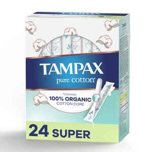 Tampax Pure Cotton Tampons,Unscented, Super Absorbency, 24 CT