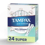Tampax Pure Cotton Tampons,Unscented, Super Absorbency, 24 CT, thumbnail image 1 of 8