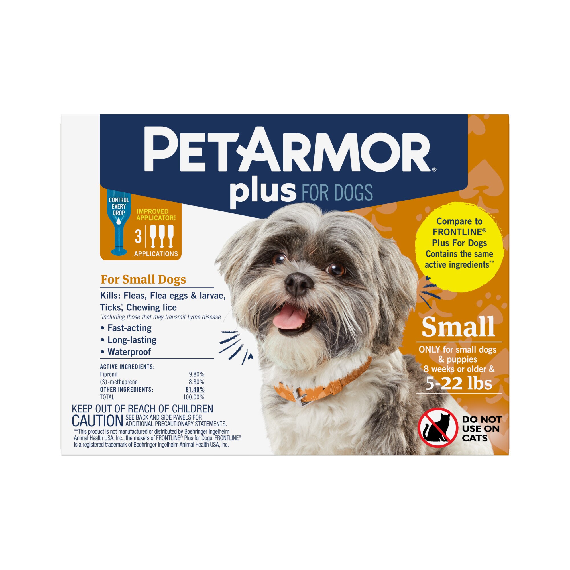 PETARMOR Plus for Small Dogs 5-22 lbs, Flea & Tick Prevention for Dogs, 3-Month Supply