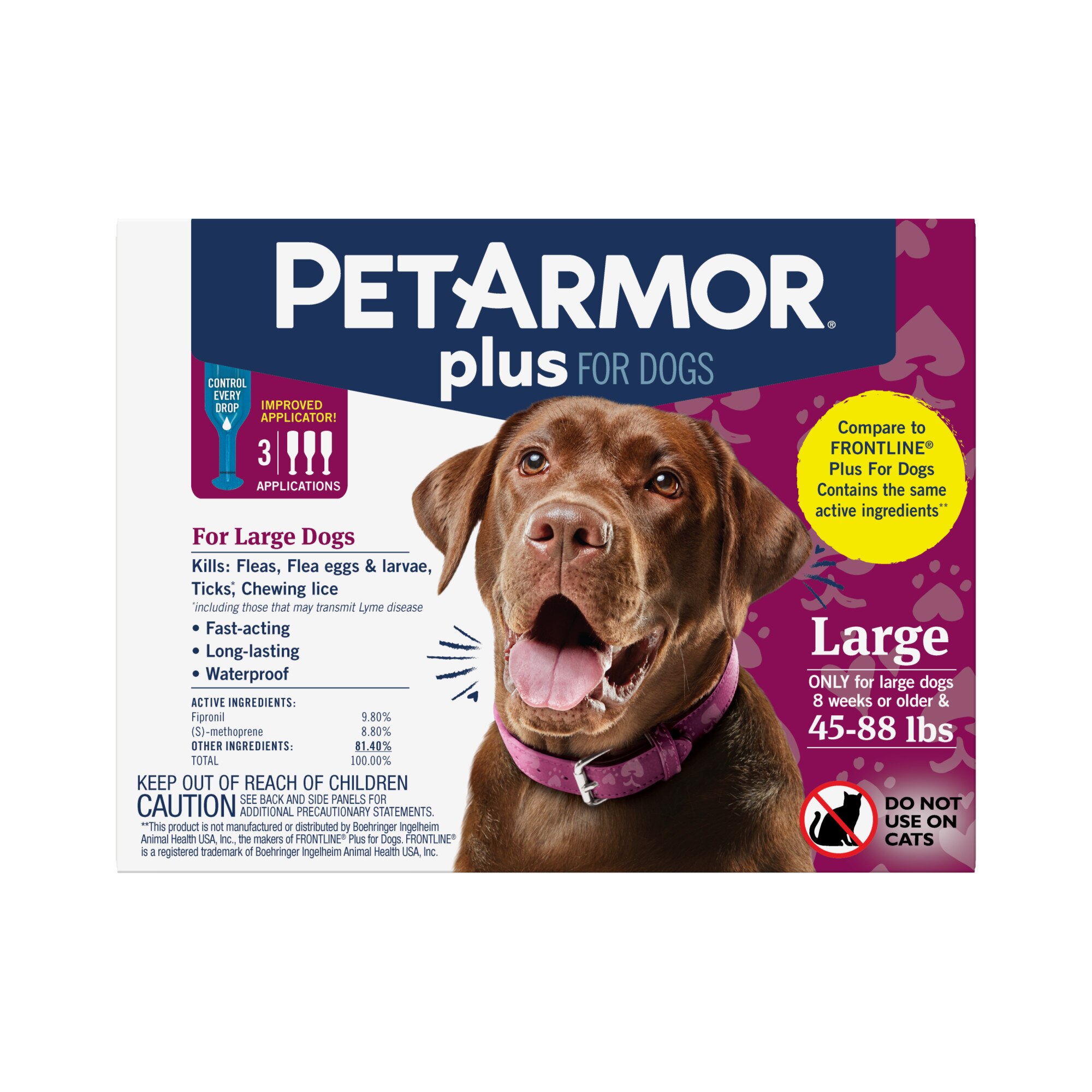 PETARMOR Plus For Large Dogs 45-88 Lbs, Flea & Tick Prevention For Dogs, 3-Month Supply , CVS