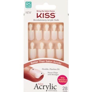 Kiss Salon Acrylic Natural Nails, 1 Pack, 28 Ct, Real Short, Square Nails, Brief Encounter , CVS