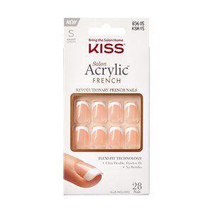 KISS Salon Acrylic French Manicure Fake Nails Kit, Bonjour, 28 Count - 1 , CVS