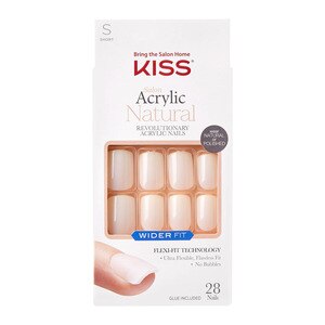 Kiss Salon Acrylic Natural Fake Nails, Wider Fit, 28 Count - 1 , CVS