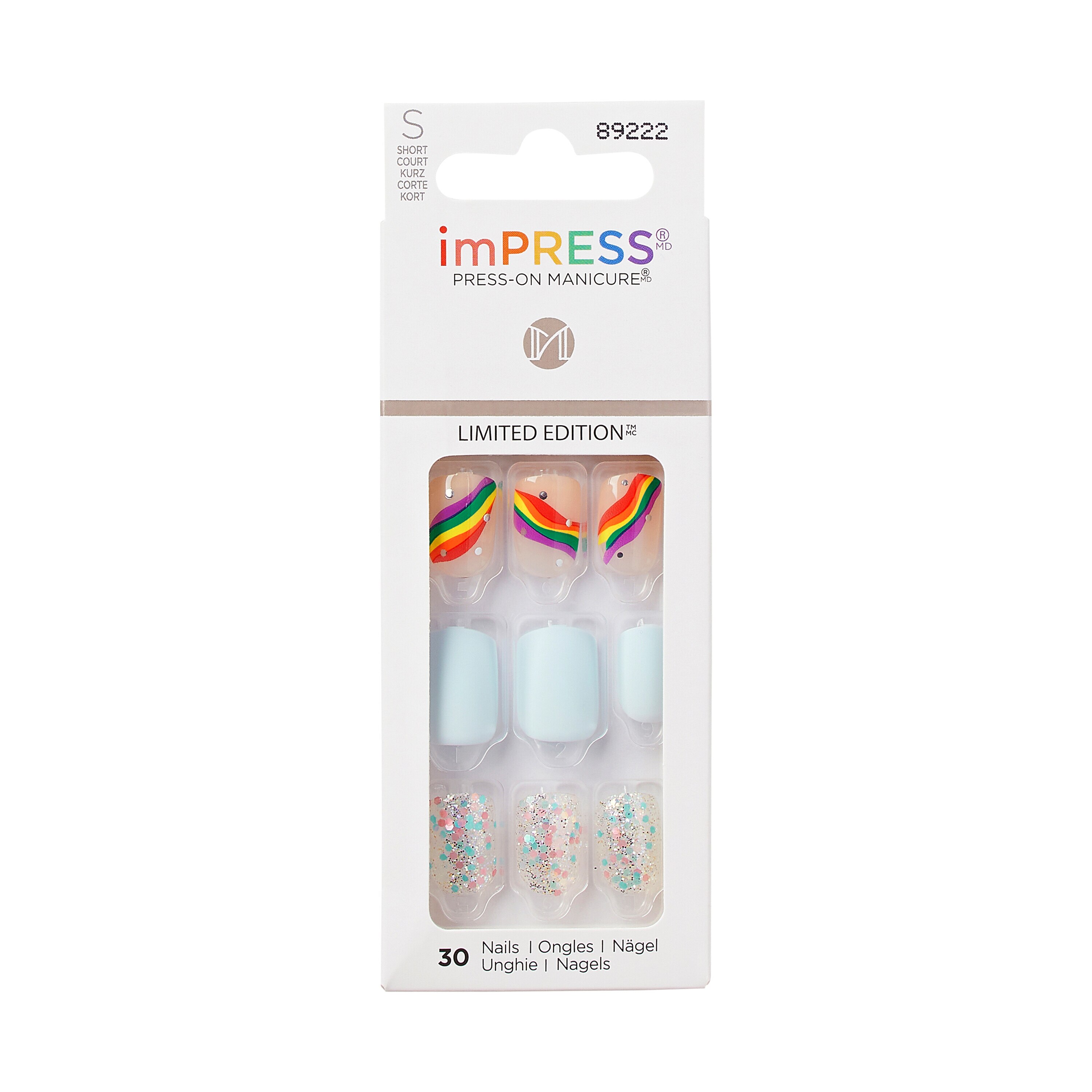 Kiss ImPRESS Press-On Manicure Limited Edition Pride Nails, Blue, Short, Square, 33 Ct. , CVS