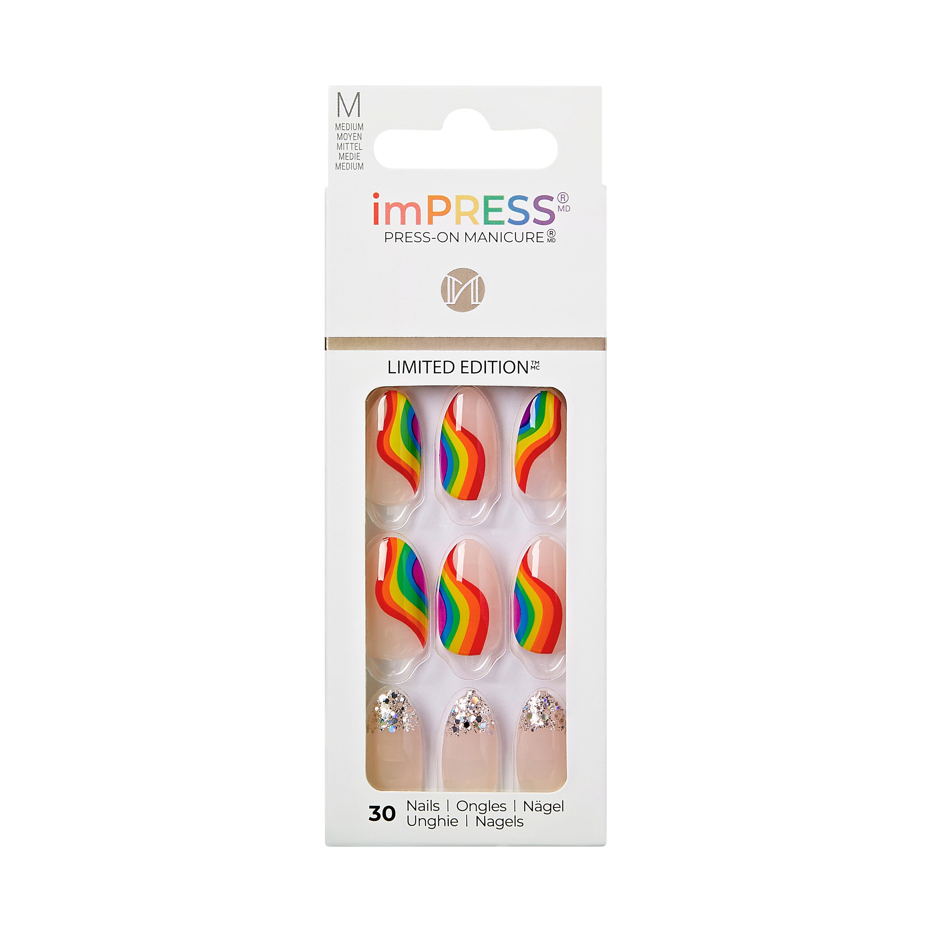 Kiss ImPRESS Press-On Manicure Limited Edition Pride Nails, Neutral, Medium, Almond, 33 Ct. , CVS