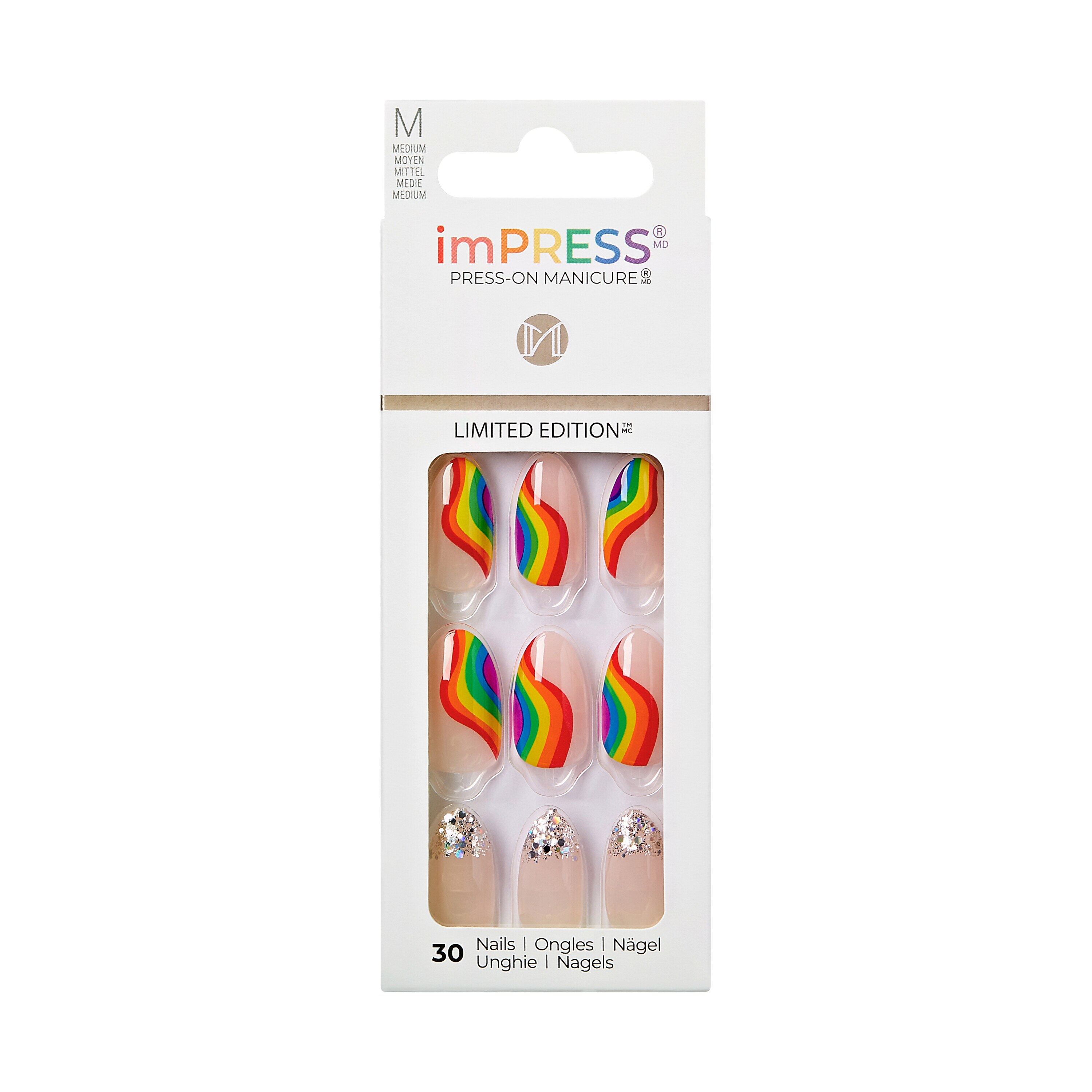imPRESS Press On Manicure Limited Edition Pride Nails Neutral Medium Almond 33 Ct