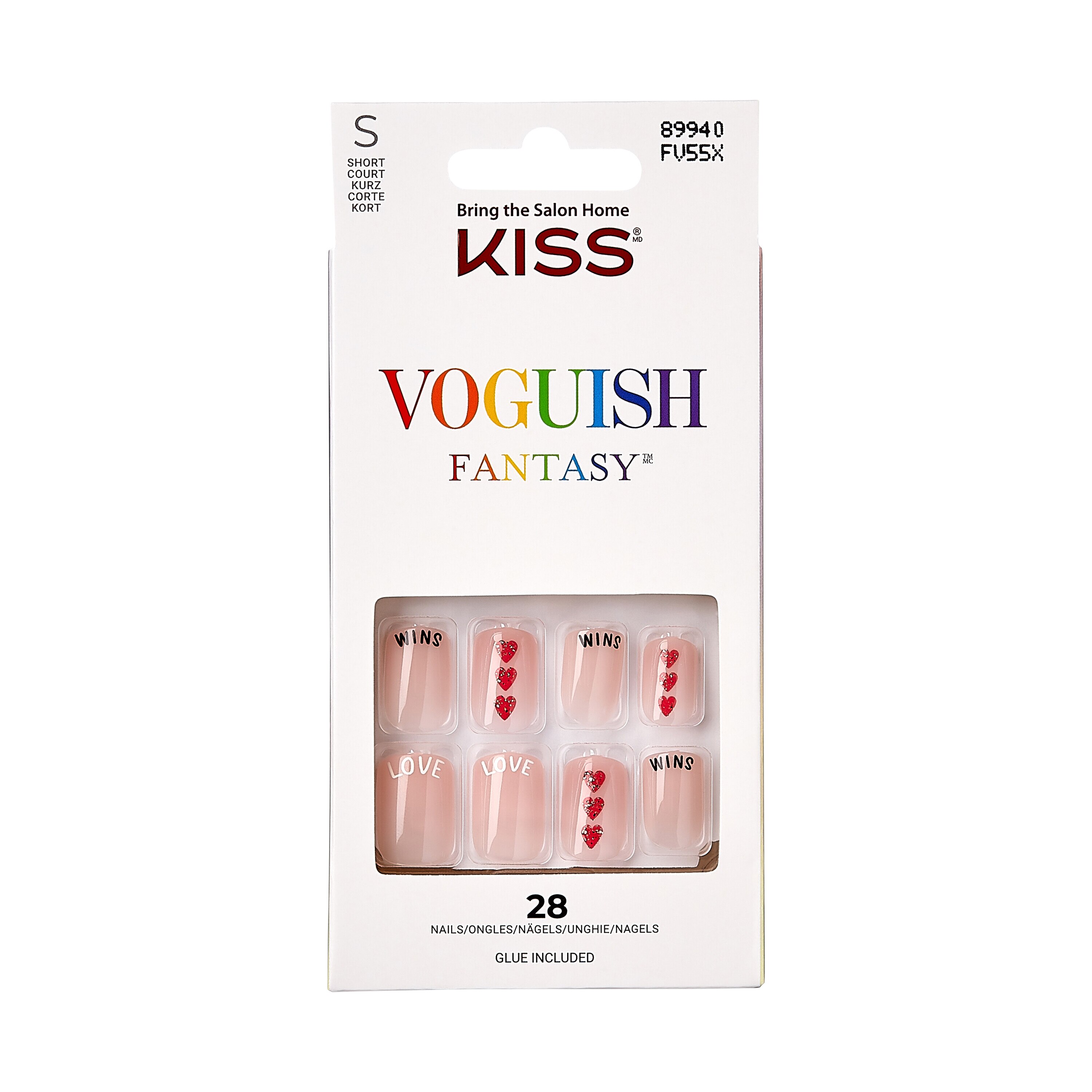 KISS Voguish Fantasy Pride Fake Nails, Nude, Short Length, Square Shape ...