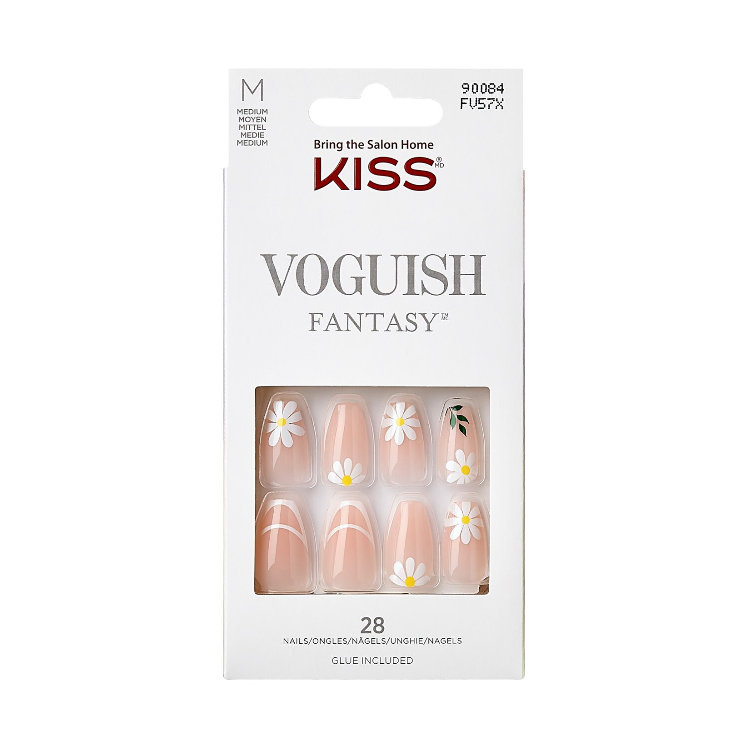 KISS Voguish Fantasy Medium Coffin Press-On Nails, Summertime, White, 31 Ct. , CVS