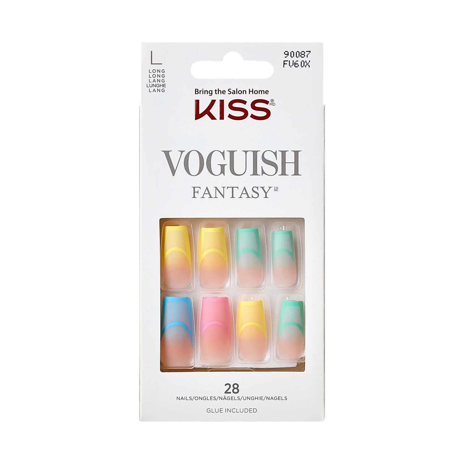 KISS Voguish Fantasy Long Square Press-On Nails, Summertime, Multi-Pastel, 31 Ct. , CVS