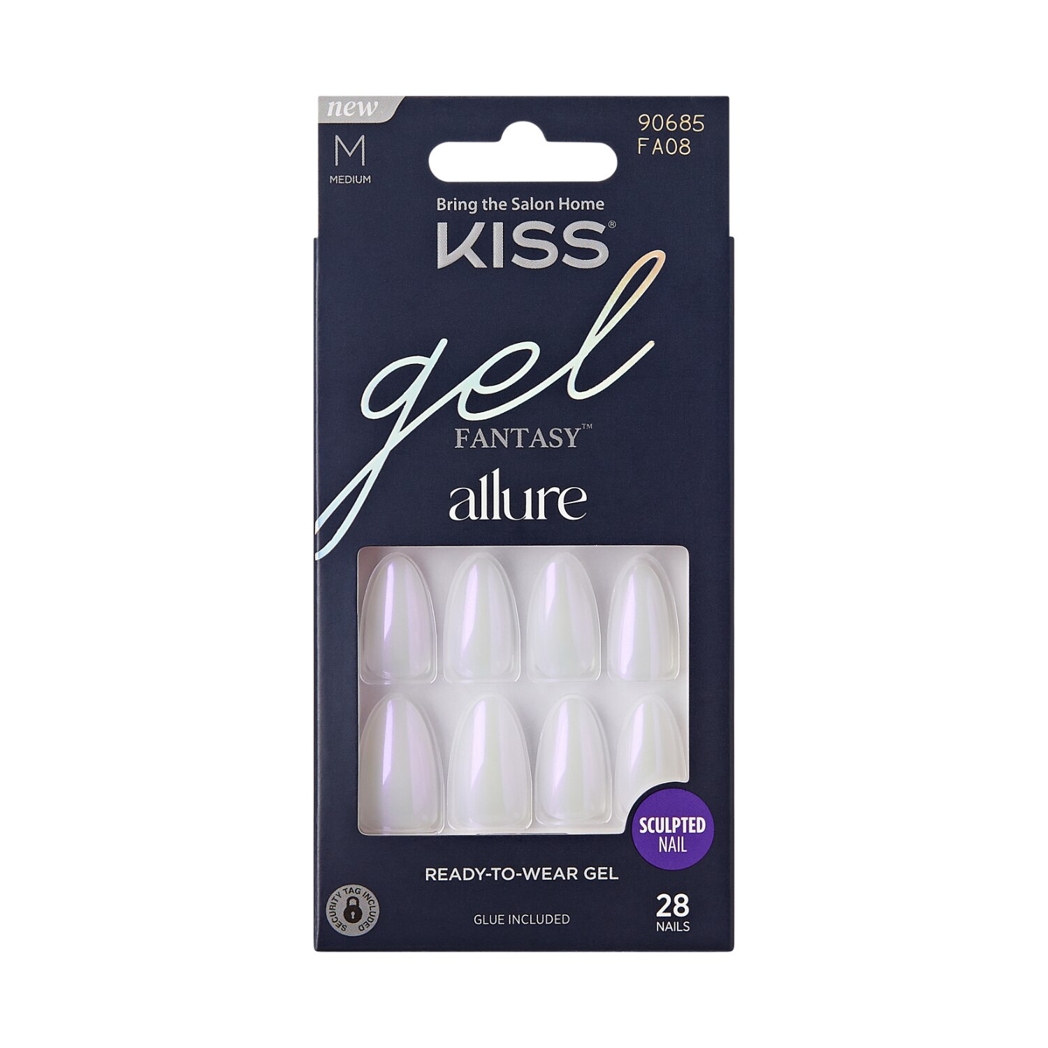 KISS Gel Fantasy Allure Press-On Nails, White, Medium, Almond Shape, 31 Ct. , CVS