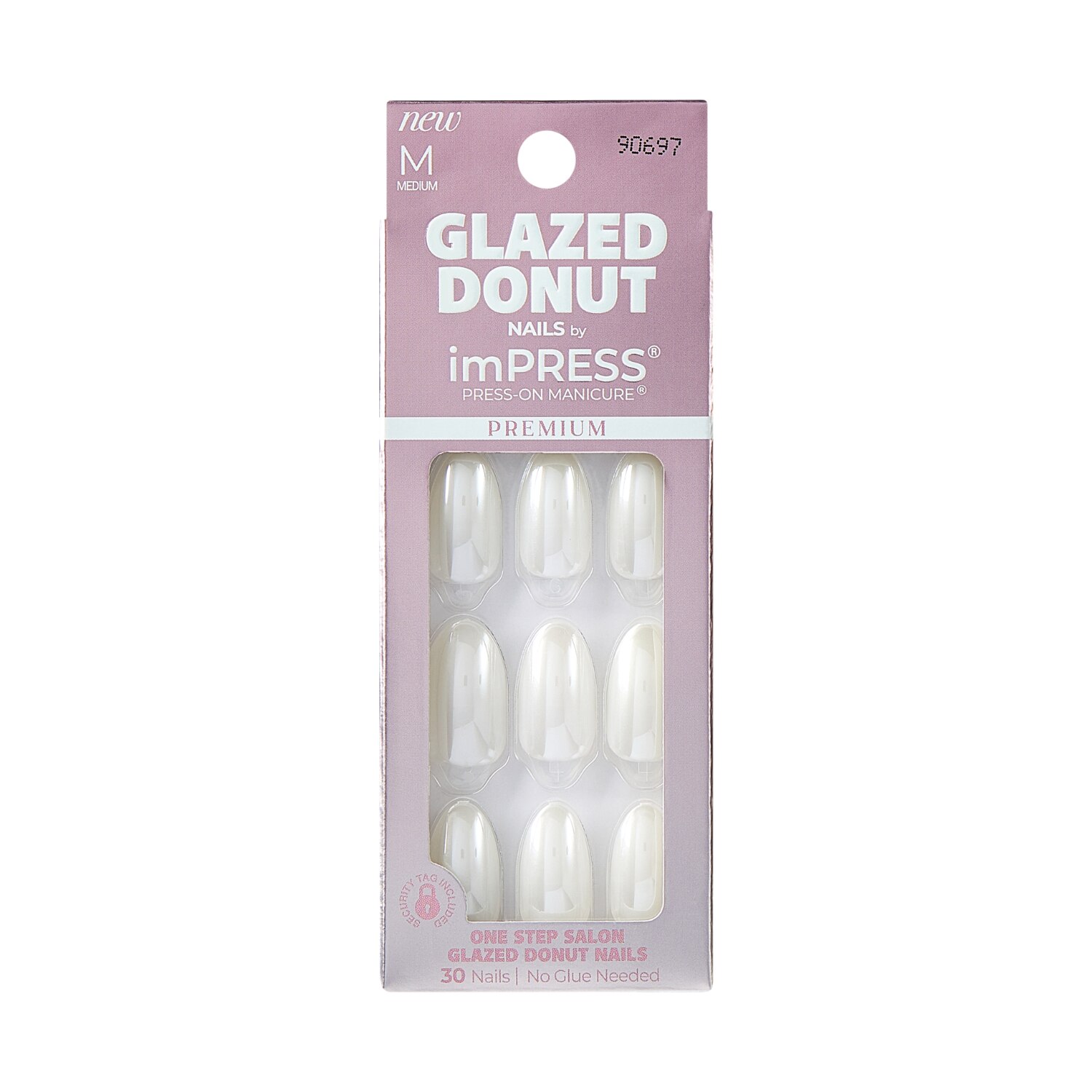 Kiss ImPRESS Glazed Donut Press-On Nails, No Glue Needed, White, Medium Almond Shape, 33 Ct. , CVS
