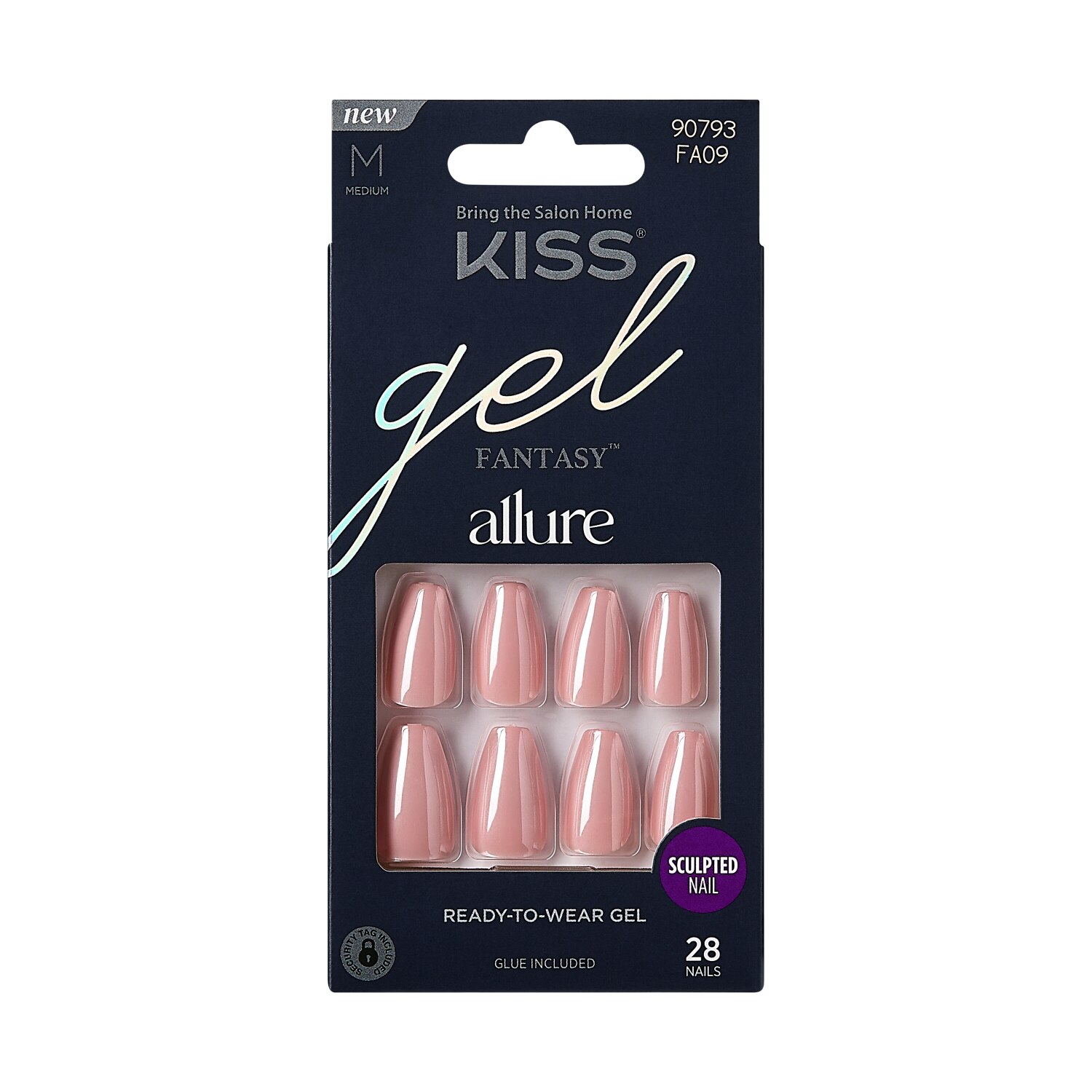 KISS Gel Fantasy Allure Press-On Nails, Pink, Medium, Coffin Shape, 31 Ct. , CVS