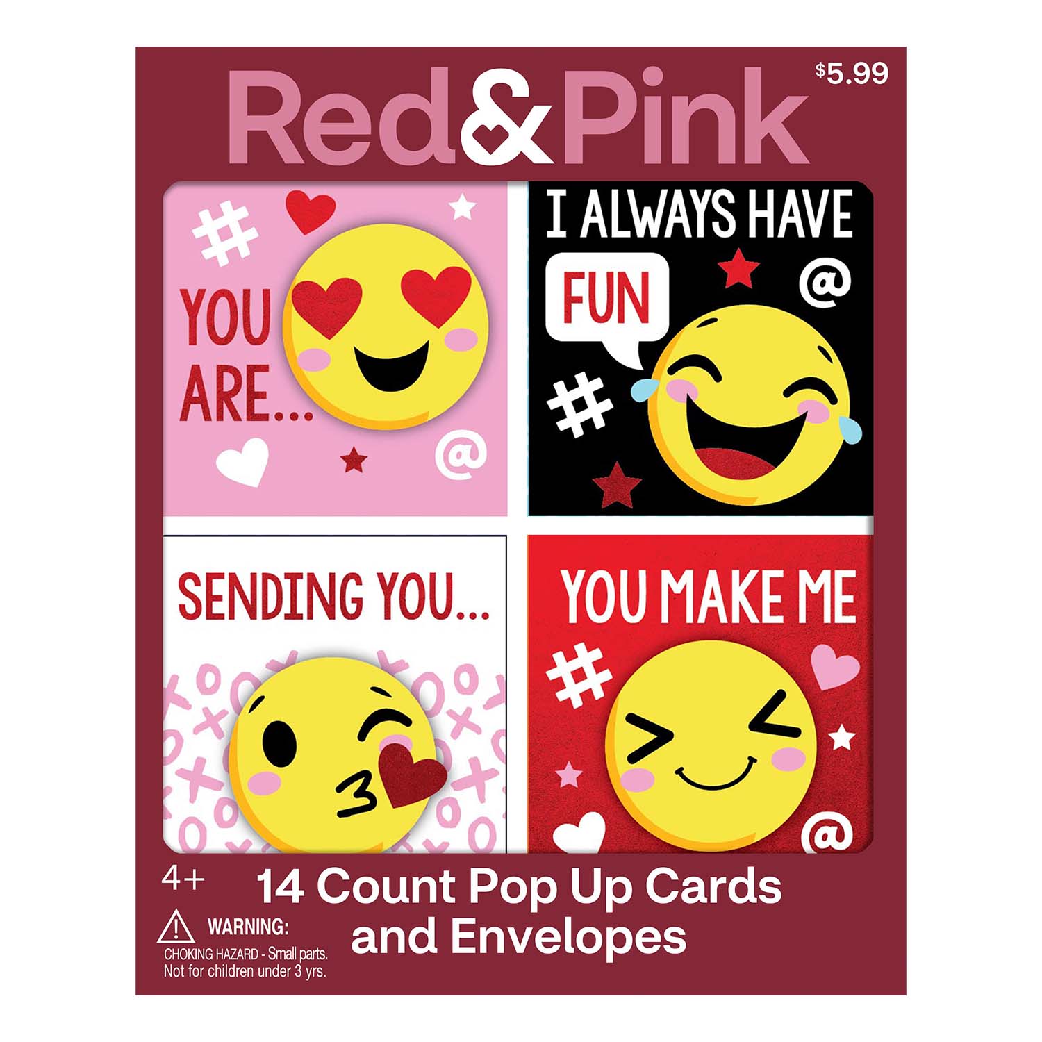 Red & Pink All Smiles Valentine's Day Children's Pop-Up Exchange Cards & Envelopes, 14ct , CVS