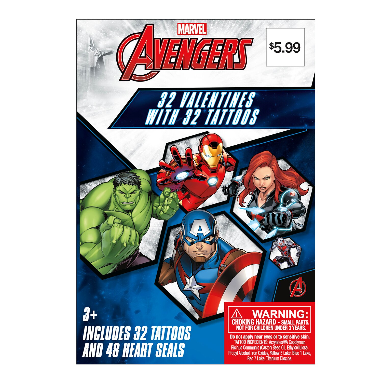 Marvel Avengers Valentines With Tattoos, 32ct , CVS