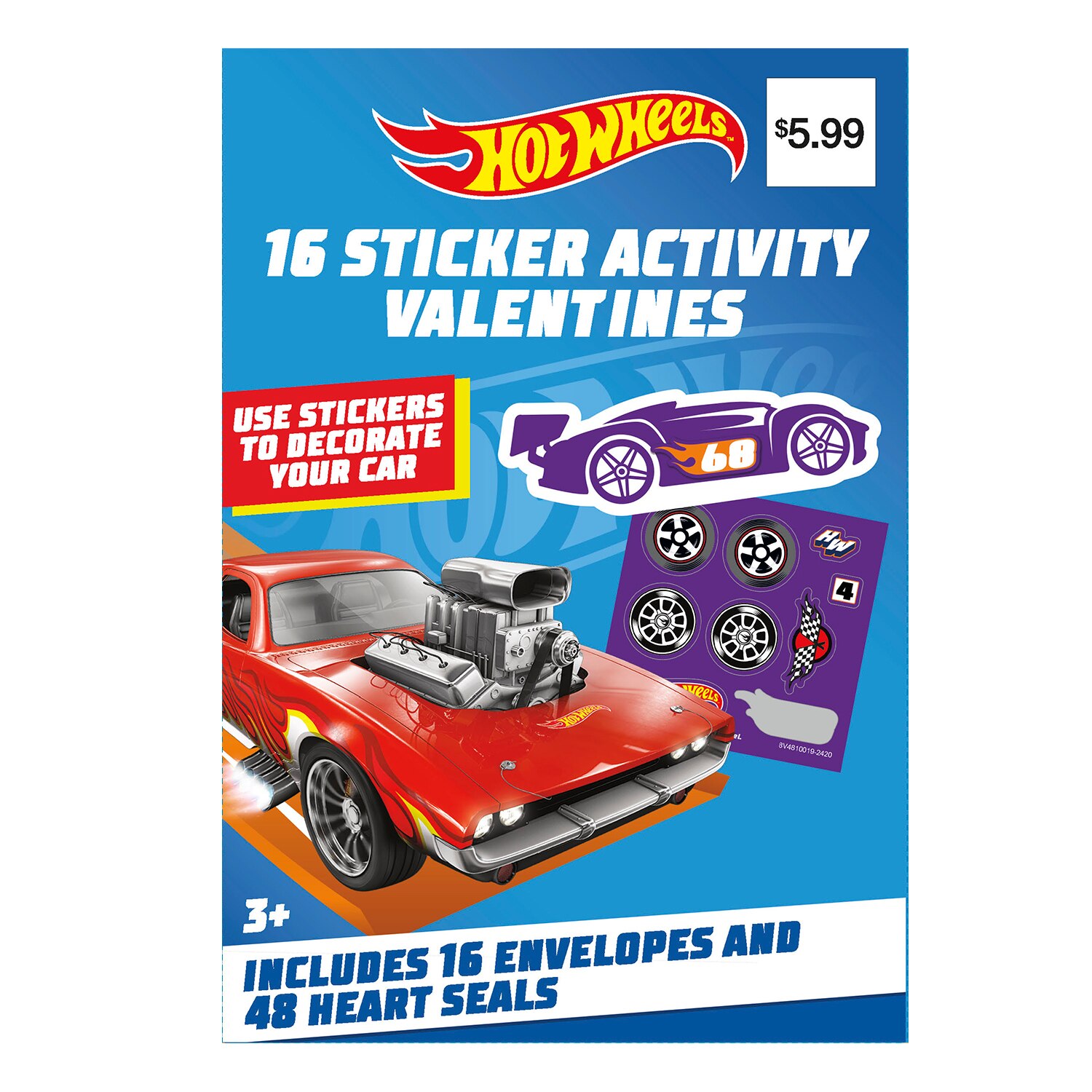 Hot Wheels Sticker Activity Valentines, 16ct , CVS