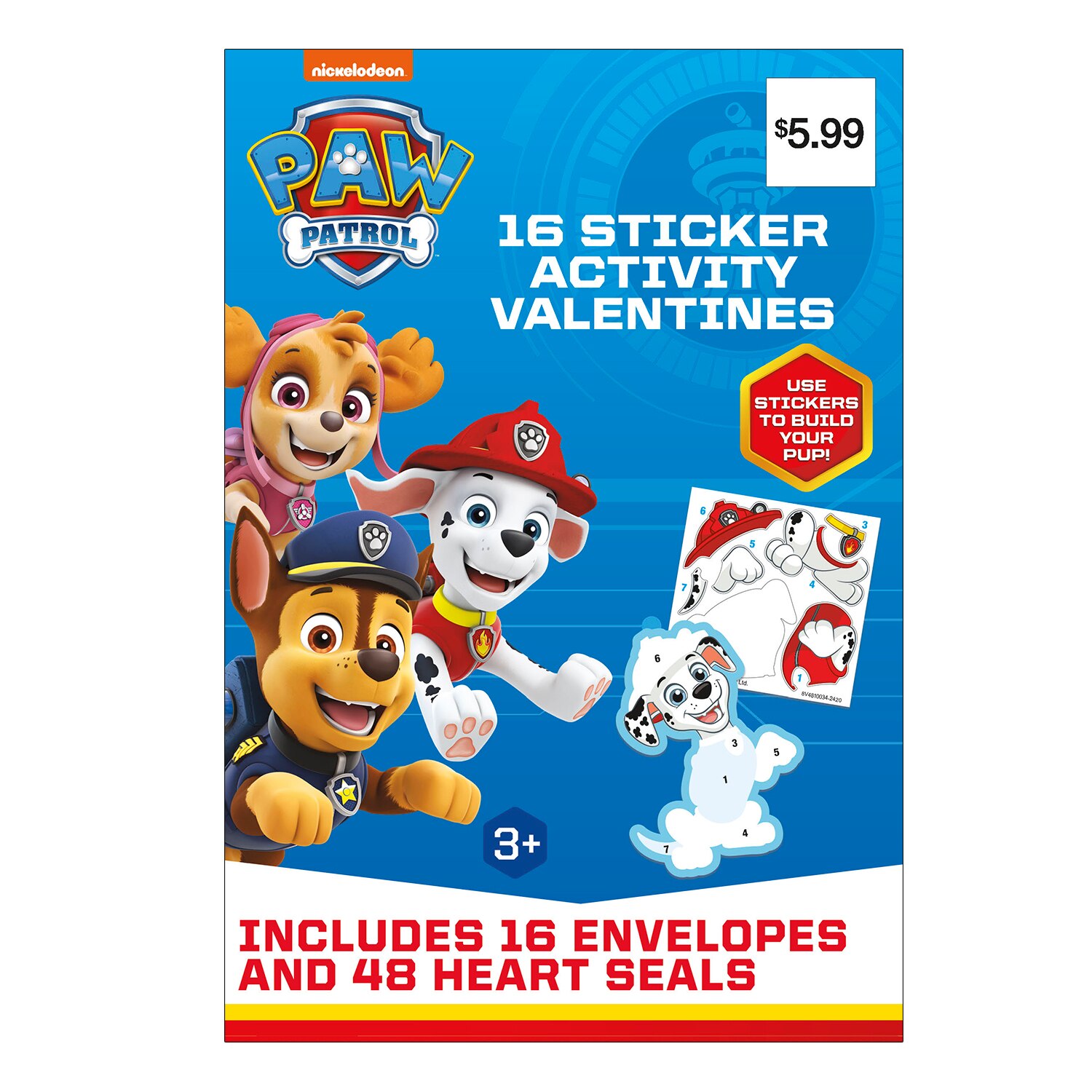 Paw Patrol Sticker Activity Valentines, 16ct , CVS