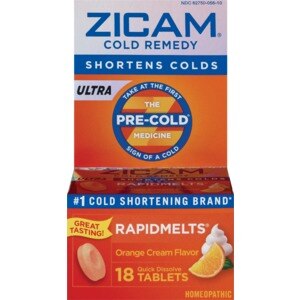 Zicam Cold Remedy Rapid Melt - Tabletas homeopáticas para el resfrío, Orange, 18 u.