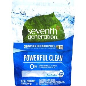 Seventh Generation - Paquetes de detergente lavavajillas natural, 20 paquetes