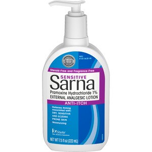 Sarna Sensitive - Loción antiprurito para el alivio de picazón por eczema y piel seca sensible, 7.5 oz