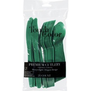 Touch Of Color Premium Cutlery, Green - 24 Ct , CVS