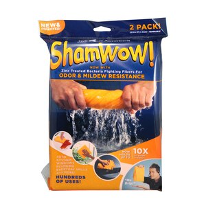 ShamWow 2 Pack Zinc Treated Odor /& Mildew Resistance Fibers New /& Improved Super Absorbent Multipurpose Cleaning Cloth Chamois Towel