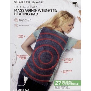 Sharper Image Calming Heat Massaging Weighted Heating Pad with 12 Settings