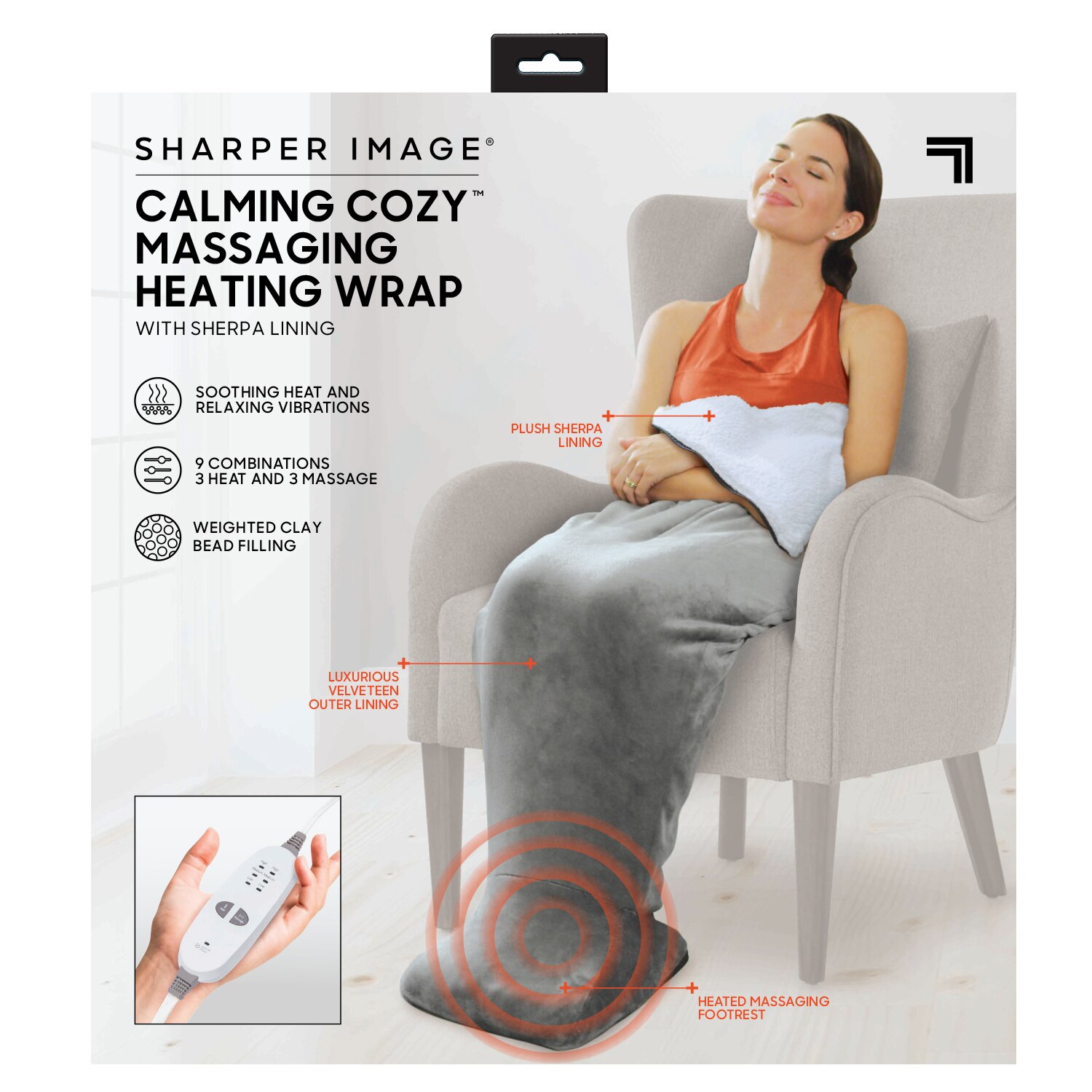 Sharper Image Heated Neck and Shoulder Massager Wrap