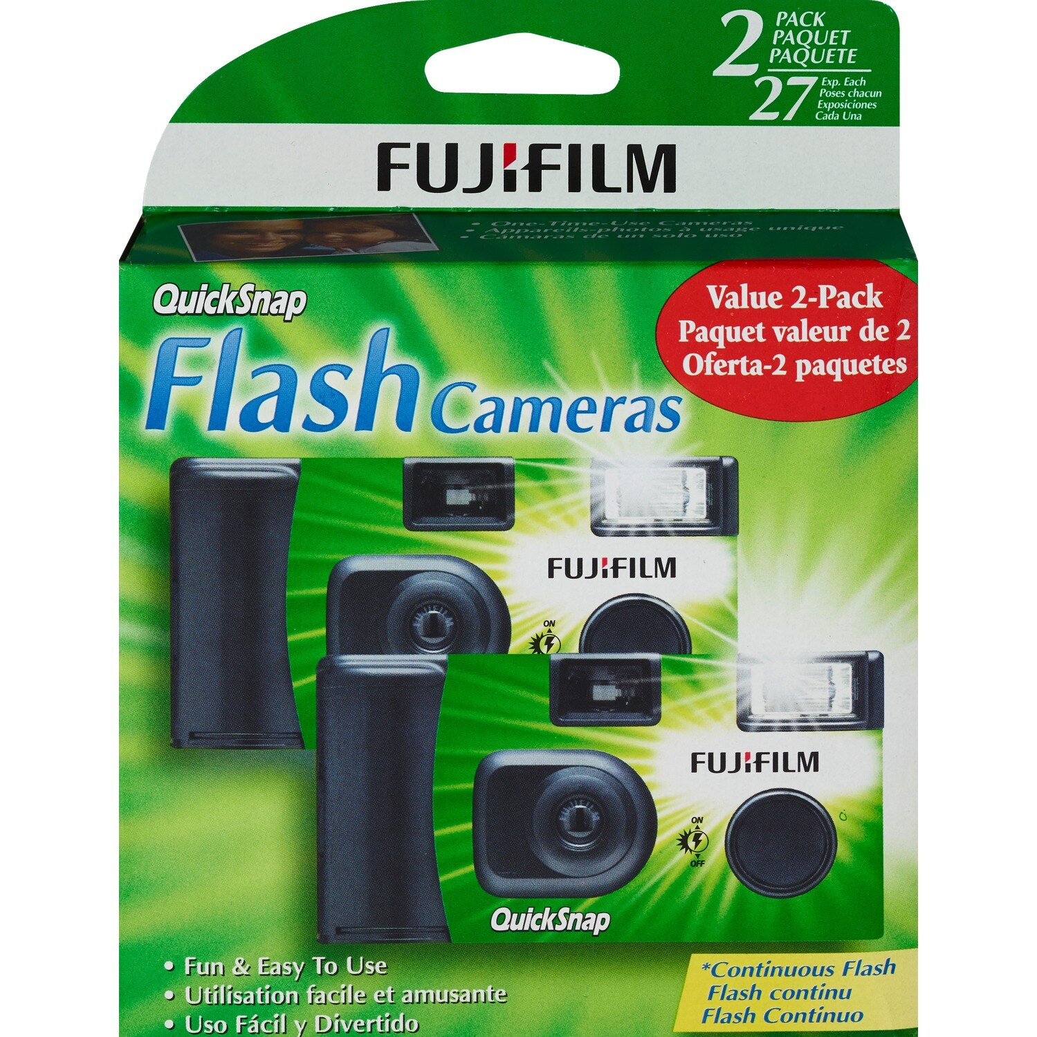 Cámara desechable Fujifilm QuickSnap Flash 400 negra/verde