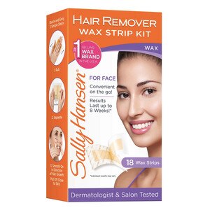 Sally Hansen Bleaches & Depilatory Face Wax, Wax Strip Kit, 18 CT