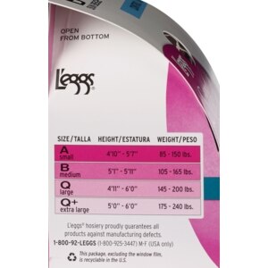 L Eggs Silken Mist Size Chart