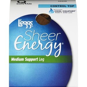 L'eggs Sheer Energy Control Top Sheer Toe Pantyhose, Suntan, Size Q , CVS