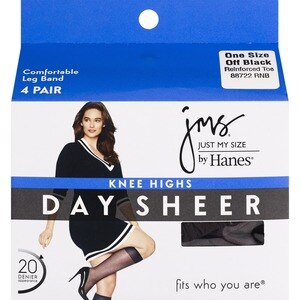 Just My Size Reinforced Toe Knee Highs One Size Off Black - 4 Ct , CVS