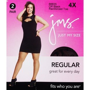 Just My Size - Pantimedias regulares, punta reforzada, talla 4X, Off Black