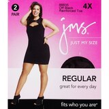 Just My Size Regular Reinforced Toe Pantyhose Size 4X Off Black, thumbnail image 1 of 3