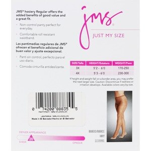 Just My Size Hosiery Size Chart