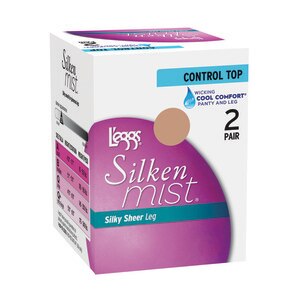 L'eggs Silken Mist Silky Sheer Mist with Control Top, Nude, 2 CT, Size B